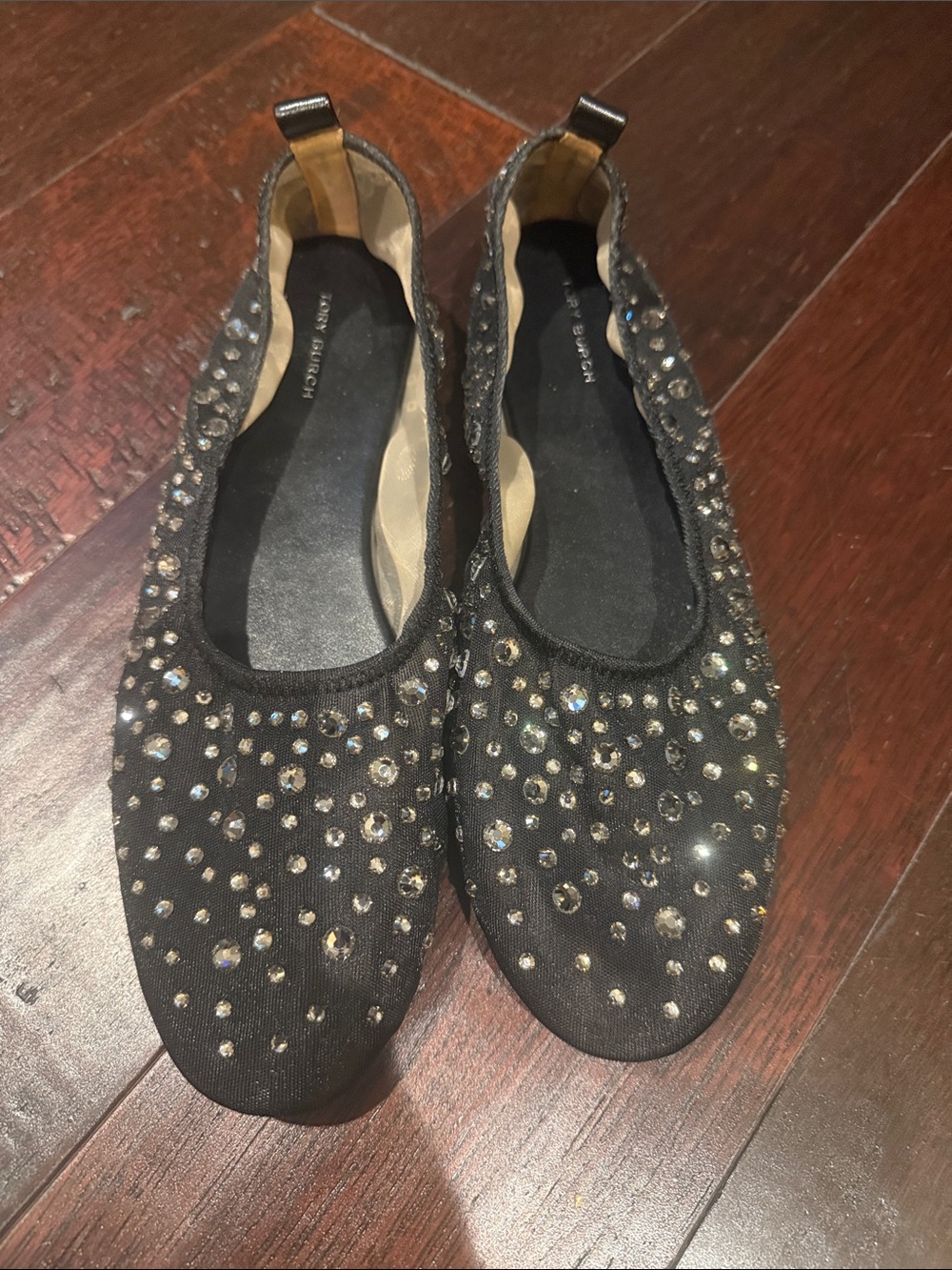 Tory Burch Black Crystal-Embellished Ballet Flats - Picture 7 of 7